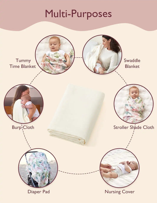 Momcozy Softness Swaddle Blankets -  Flower Beige (2 Pack)